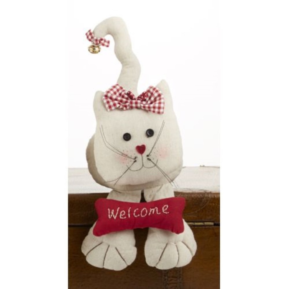 Welcome Kitty Cat Shelf Sitter  New